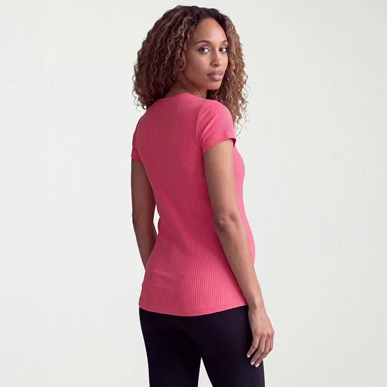 24seven Comfort Apparel Maternity Womens Maternity Round Neck Short Sleeve T-Shirt
