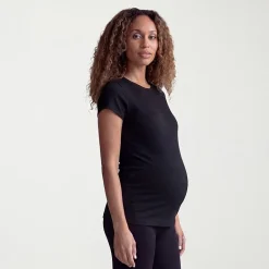 24seven Comfort Apparel Maternity Womens Maternity Round Neck Short Sleeve T-Shirt