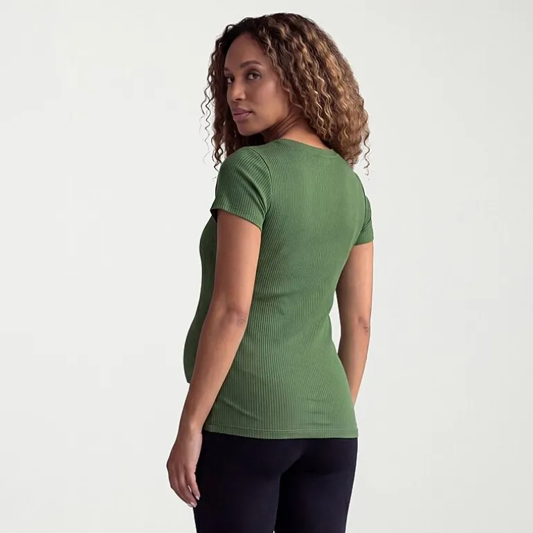 24seven Comfort Apparel Maternity Womens Maternity Round Neck Short Sleeve T-Shirt