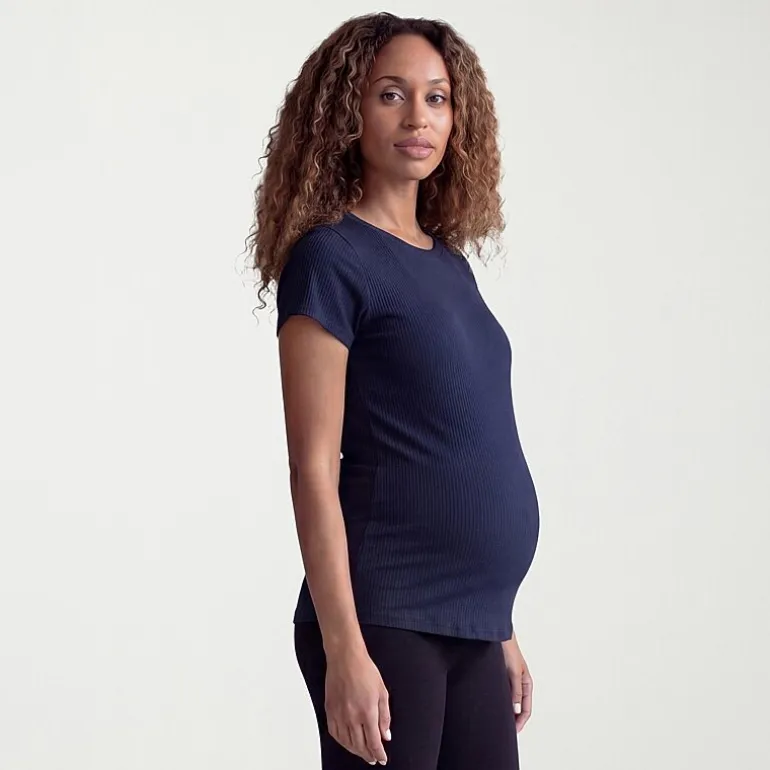 24seven Comfort Apparel Maternity Womens Maternity Round Neck Short Sleeve T-Shirt