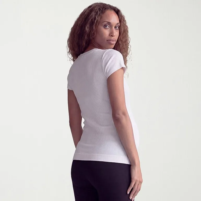 24seven Comfort Apparel Maternity Womens Maternity Round Neck Short Sleeve T-Shirt