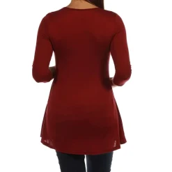 24seven Comfort Apparel Maternity Womens V Neck 3/4 Sleeve Tunic Top