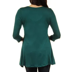 24seven Comfort Apparel Maternity Womens V Neck 3/4 Sleeve Tunic Top