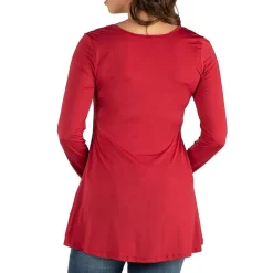 24seven Comfort Apparel Maternity Womens Henley Neck Long Sleeve Tunic Top