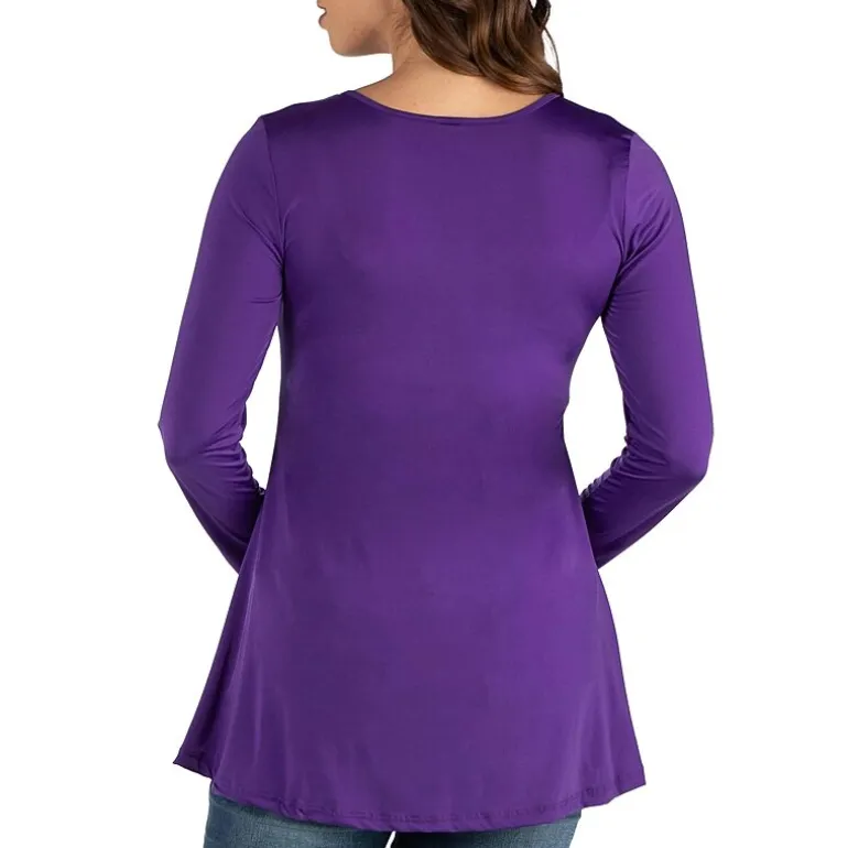 24seven Comfort Apparel Maternity Womens Henley Neck Long Sleeve Tunic Top