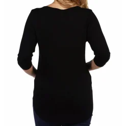 24seven Comfort Apparel Maternity Womens V Neck 3/4 Sleeve Tunic Top