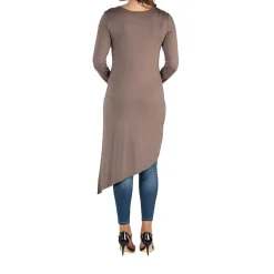 24seven Comfort Apparel Maternity Womens Round Neck Long Sleeve Tunic Top