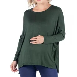 24seven Comfort Apparel Maternity Womens Round Neck Long Sleeve Tunic Top