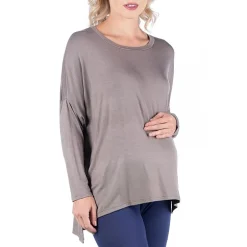 24seven Comfort Apparel Maternity Womens Round Neck Long Sleeve Tunic Top
