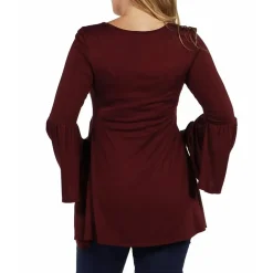 24seven Comfort Apparel Maternity Womens Scoop Neck Long Sleeve Tunic Top