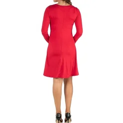 24seven Comfort Apparel Womens Maternity Scoop Neck Long Sleeve A-Line Dress