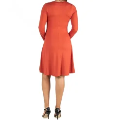 24seven Comfort Apparel Womens Maternity Scoop Neck Long Sleeve A-Line Dress
