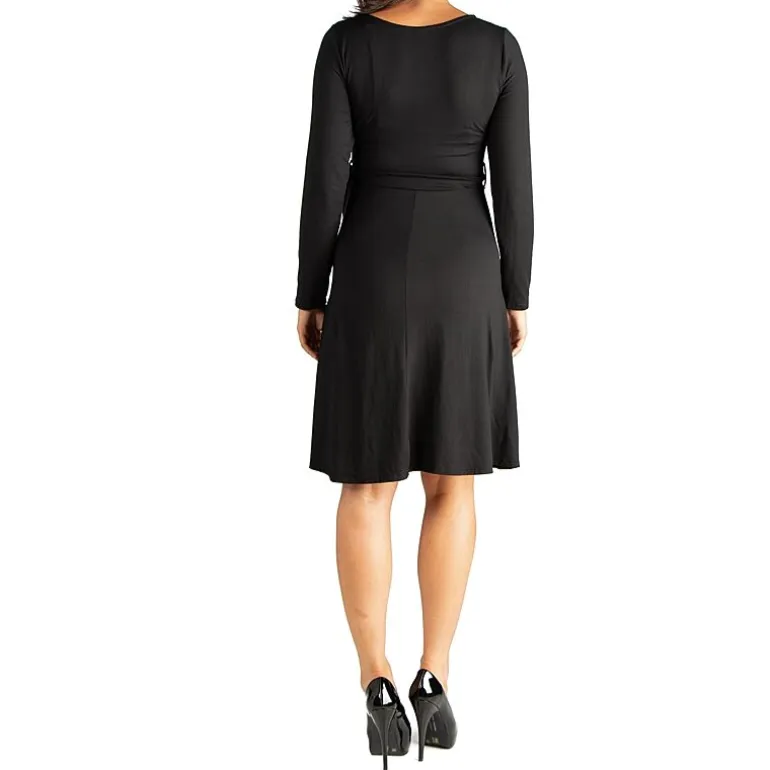 24seven Comfort Apparel Womens Maternity V Neck Long Sleeve A-Line Dress