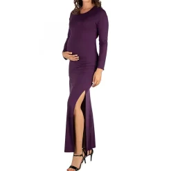 24seven Comfort Apparel Womens Maternity 3/4 Sleeve Wrap Dress