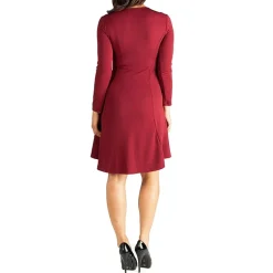 24seven Comfort Apparel Womens Maternity Scoop Neck Long Sleeve A-Line Dress
