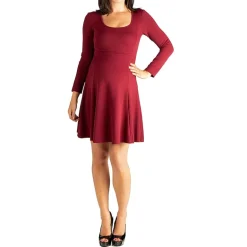 24seven Comfort Apparel Womens Maternity Scoop Neck Long Sleeve A-Line Dress