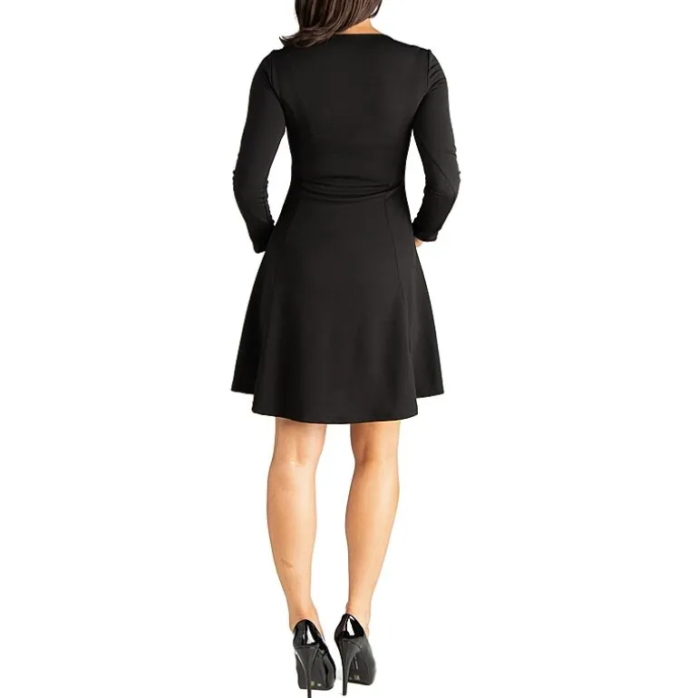 24seven Comfort Apparel Womens Maternity Scoop Neck Long Sleeve A-Line Dress