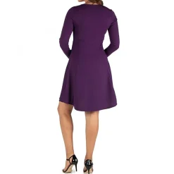 24seven Comfort Apparel Womens Maternity Scoop Neck Long Sleeve A-Line Dress