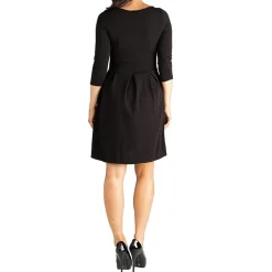 24seven Comfort Apparel Womens Maternity Boat Neck 3/4 Sleeve Fit + Flare Dress