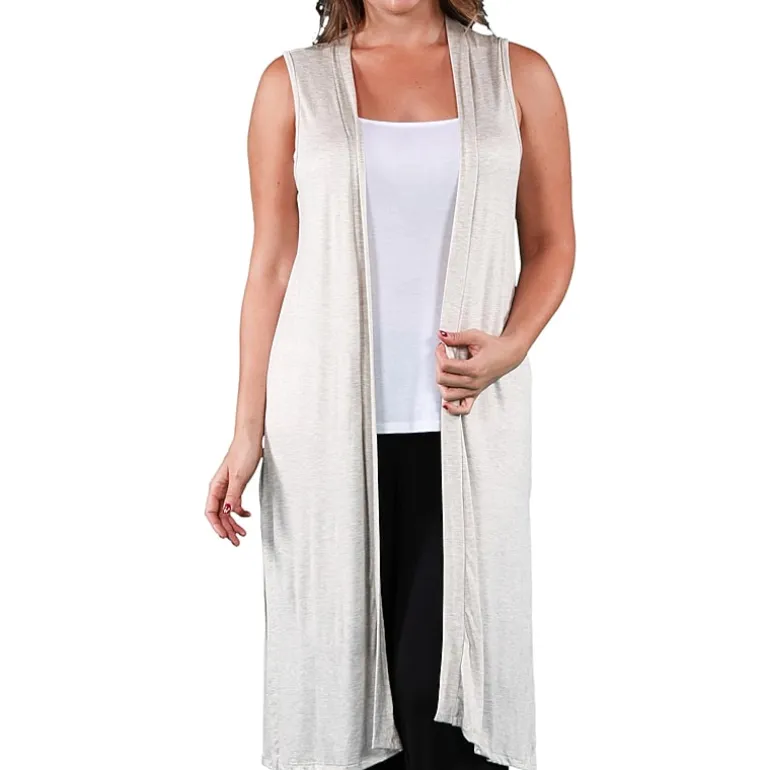 24seven Comfort Apparel Womens Plus Midweight Softshell Vest Jacket