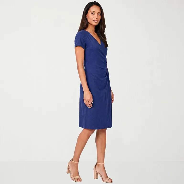 24seven Comfort Apparel Womens Short Sleeve Wrap Dress
