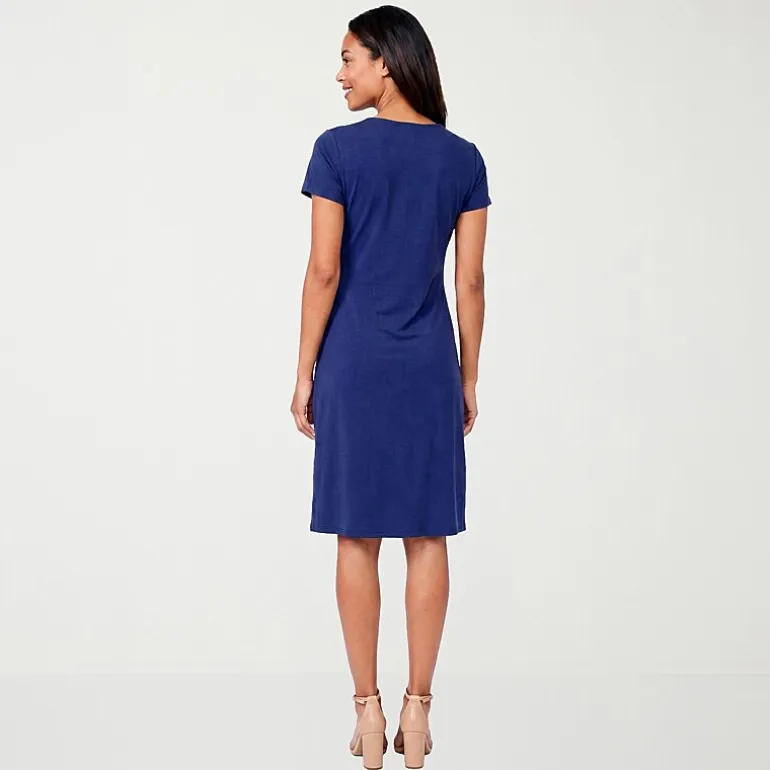 24seven Comfort Apparel Womens Short Sleeve Wrap Dress
