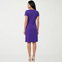 24seven Comfort Apparel Womens Short Sleeve Wrap Dress
