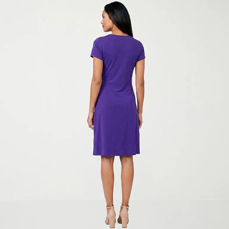 24seven Comfort Apparel Womens Short Sleeve Wrap Dress