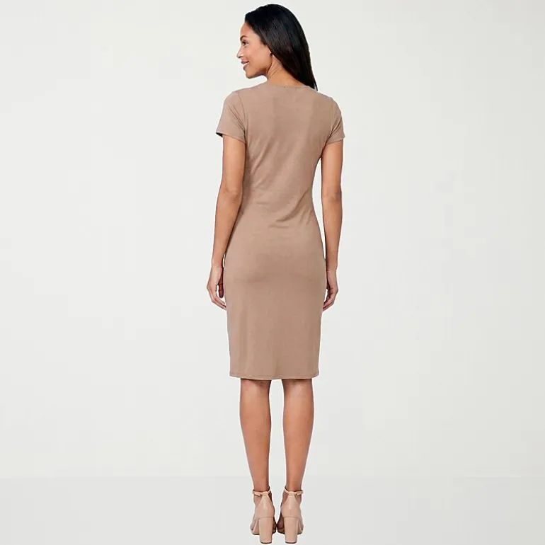 24seven Comfort Apparel Womens Short Sleeve Wrap Dress