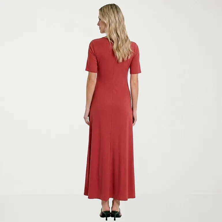 24seven Comfort Apparel Womens Scoop Neck Short Sleeve Maxi Dress