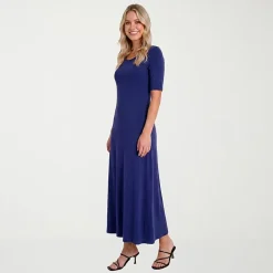 24seven Comfort Apparel Womens Scoop Neck Short Sleeve Maxi Dress