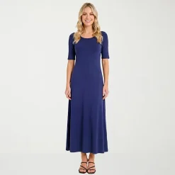 24seven Comfort Apparel Womens Scoop Neck Short Sleeve Maxi Dress