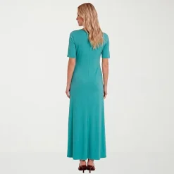 24seven Comfort Apparel Womens Scoop Neck Short Sleeve Maxi Dress
