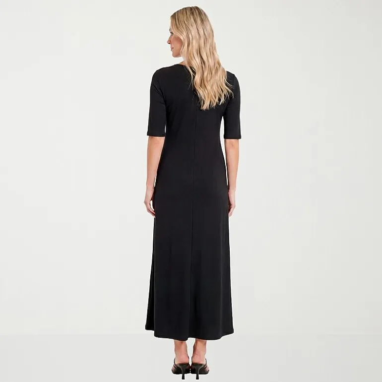 24seven Comfort Apparel Womens Scoop Neck Short Sleeve Maxi Dress