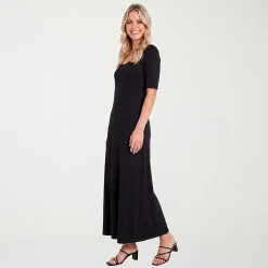 24seven Comfort Apparel Womens Scoop Neck Short Sleeve Maxi Dress