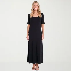 24seven Comfort Apparel Womens Scoop Neck Short Sleeve Maxi Dress