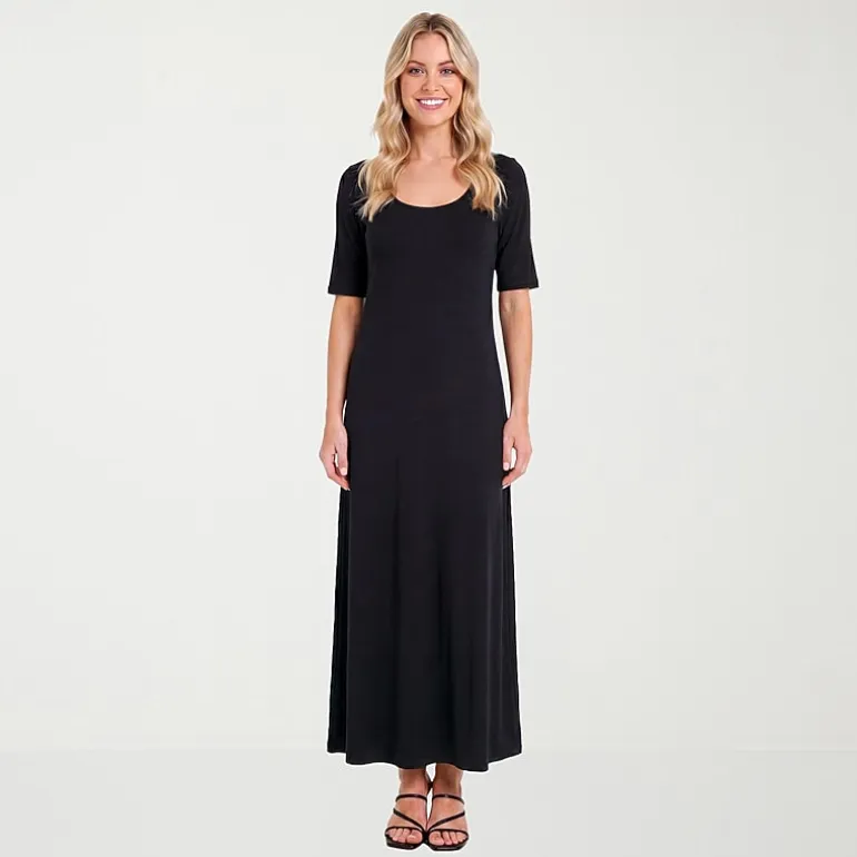 24seven Comfort Apparel Womens Scoop Neck Short Sleeve Maxi Dress