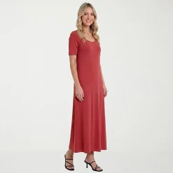 24seven Comfort Apparel Womens Scoop Neck Short Sleeve Maxi Dress