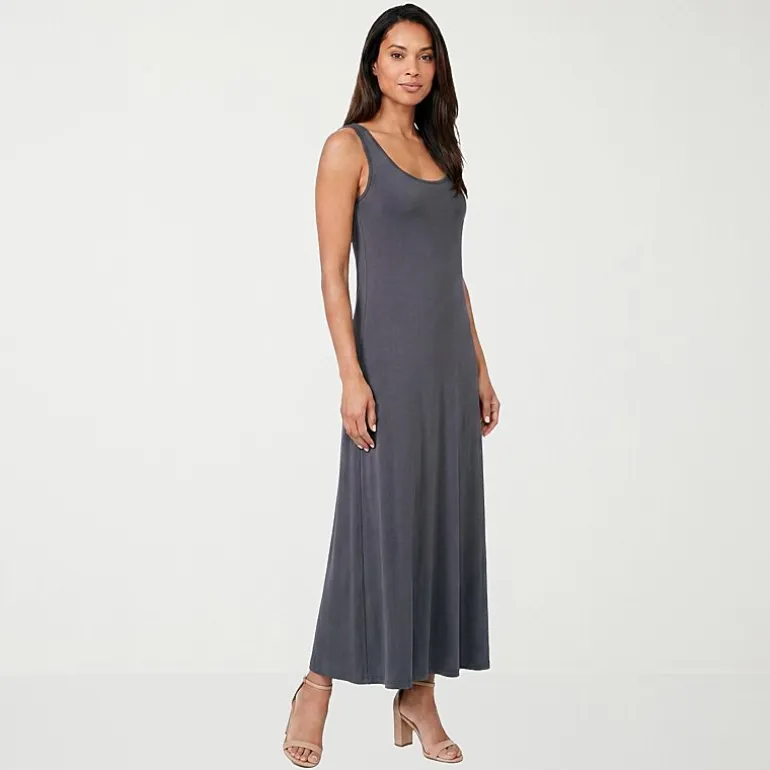 24seven Comfort Apparel Womens Scoop Neck Sleeveless Maxi Dress