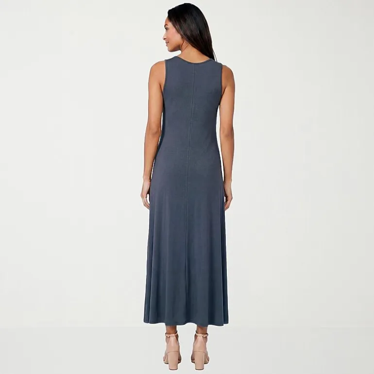 24seven Comfort Apparel Womens Scoop Neck Sleeveless Maxi Dress