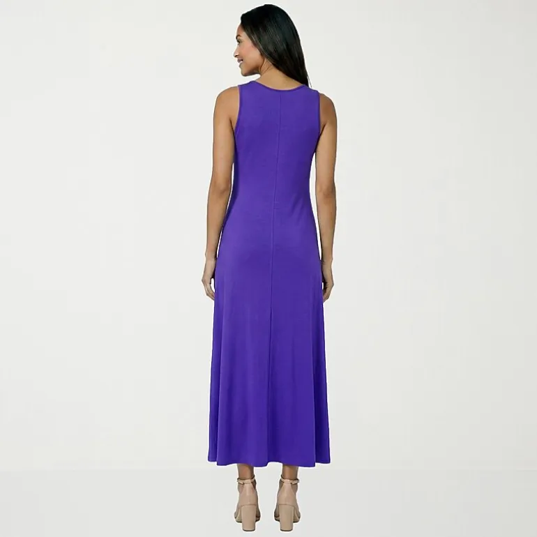 24seven Comfort Apparel Womens Scoop Neck Sleeveless Maxi Dress