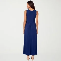 24seven Comfort Apparel Womens V Neck Sleeveless Maxi Dress