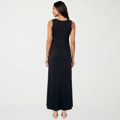 24seven Comfort Apparel Womens V Neck Sleeveless Maxi Dress