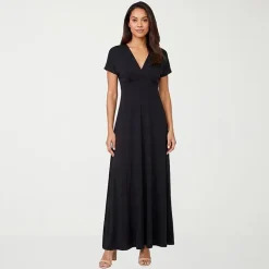 24seven Comfort Apparel Womens V Neck Short Sleeve Maxi Dress