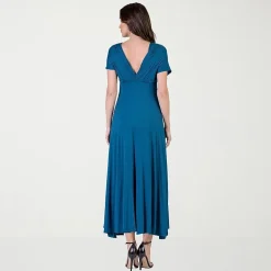 24seven Comfort Apparel Womens V Neck Short Sleeve Maxi Dress