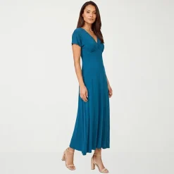 24seven Comfort Apparel Womens V Neck Short Sleeve Maxi Dress