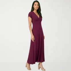 24seven Comfort Apparel Womens V Neck Short Sleeve Maxi Dress