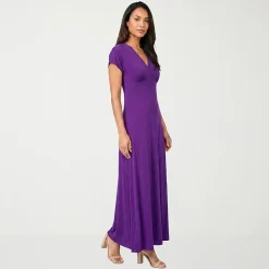 24seven Comfort Apparel Womens V Neck Short Sleeve Maxi Dress