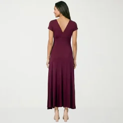 24seven Comfort Apparel Womens V Neck Short Sleeve Maxi Dress