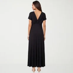 24seven Comfort Apparel Womens V Neck Short Sleeve Maxi Dress